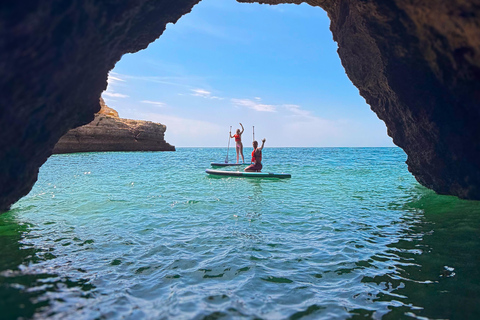 Albufeira: Sea Caves SUP Tour with hidden beach stop Albufeira: CAVE SUP TOUR with free photos and beach stop