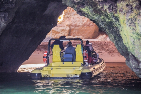 Albufeira: tour en lancha a la cueva de Benagil y delfinesTour privado en inglés, francés, español o portugués