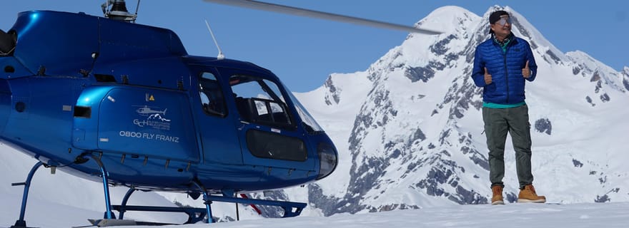 Glacier Franz Josef : vol en hélicoptère et atterrissage dans les Alpes