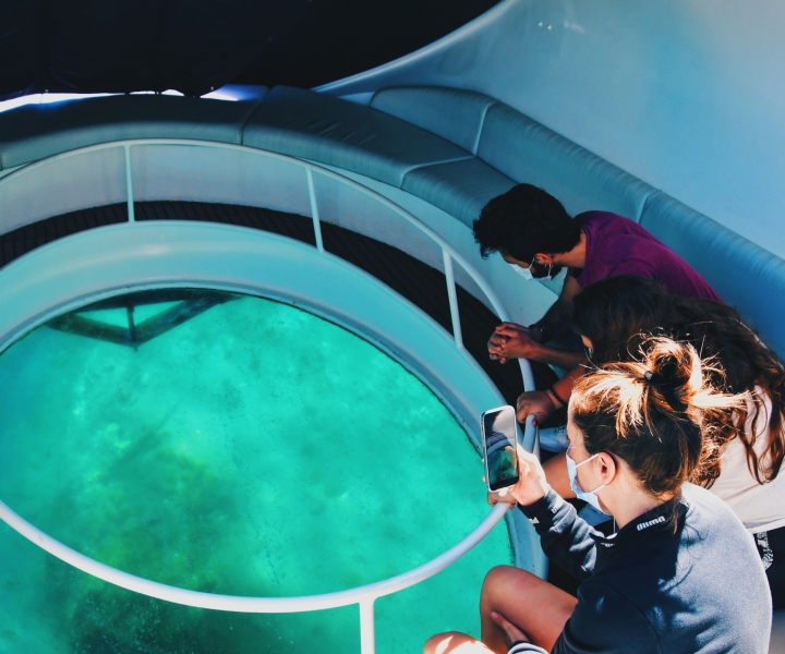 São Miguel: tour in barca con fondo di vetro con snorkeling