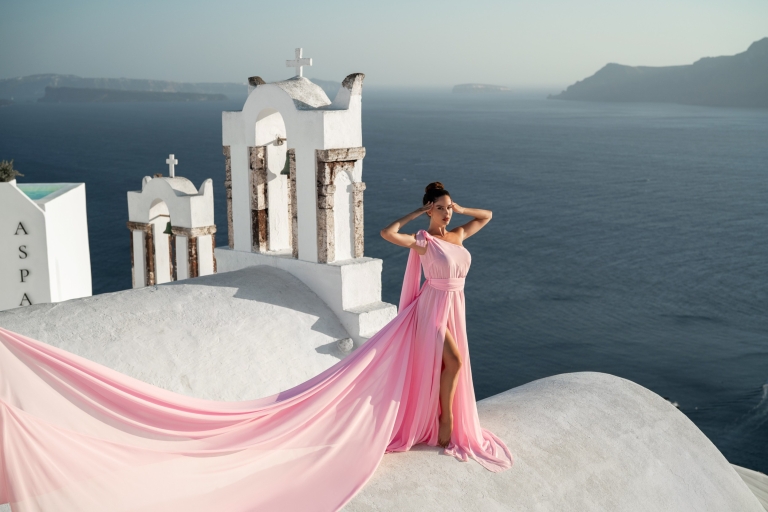 Santorini: Flying Dress Photo Shoot