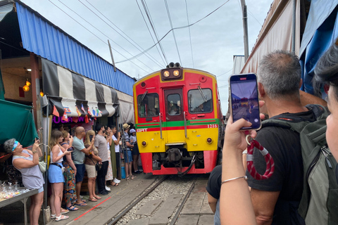 Damnoen : Train Market,Canal Life & Suspension Bridge Scenic