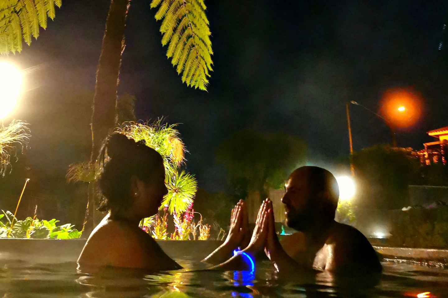 relax in the geothermal pools at poça da dona beija