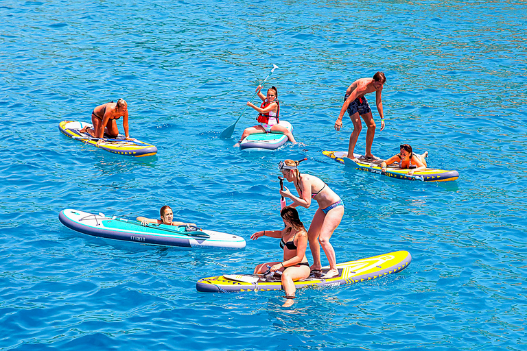 Ibiza: Rejs po plaży z paddleboardem, jedzeniem i napojamiIbiza: rejs po plażach, paddleboarding, przekąski i napoje