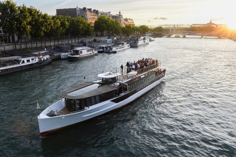 Paris: Sunset Cruise with Drink and City Walking Tour Champagne Option