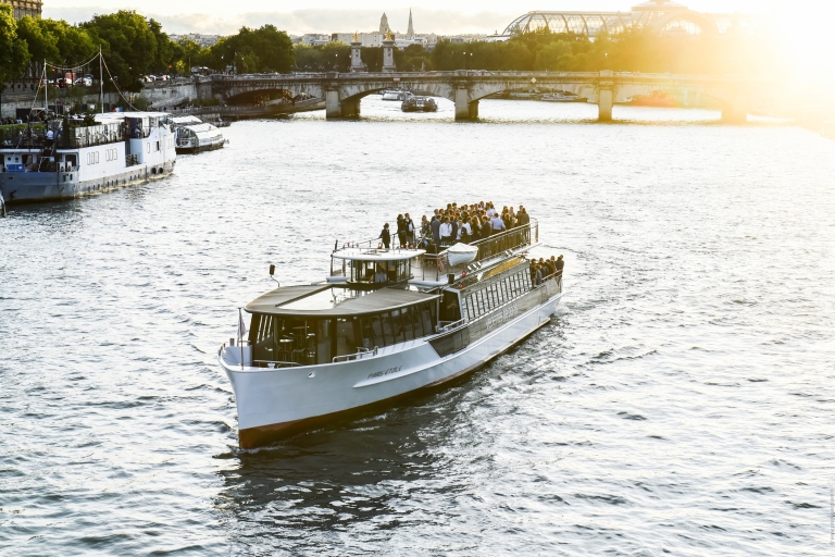 Paris: Sunset Cruise with Drink and City Walking Tour Champagne Option