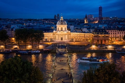 Paris: Sunset Cruise with Drink and City Walking Tour Wine/Beer Option