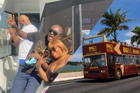 Miami: Boat Cruise and Hop on-Hop Off Bus Tour with Drink
