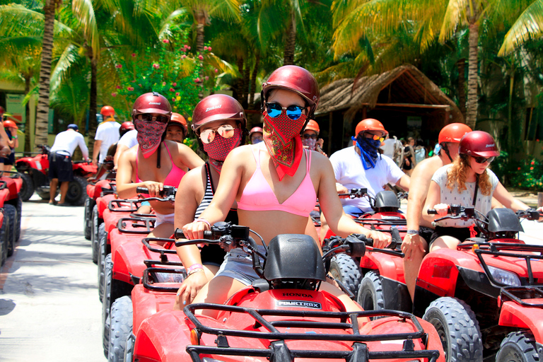 Ab Cancún: ATV Jungle Trail Adventure und Beach ClubDschungel-Trail-Abenteuer im Doppel-Quad mit Zugang zum Beach Club