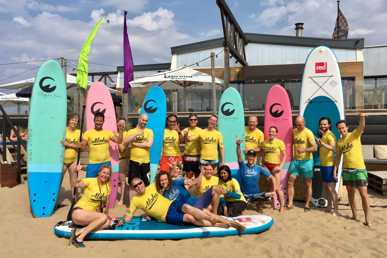 Plage de Scheveningen : expérience de surf de 2 heuresCours de surf en famille