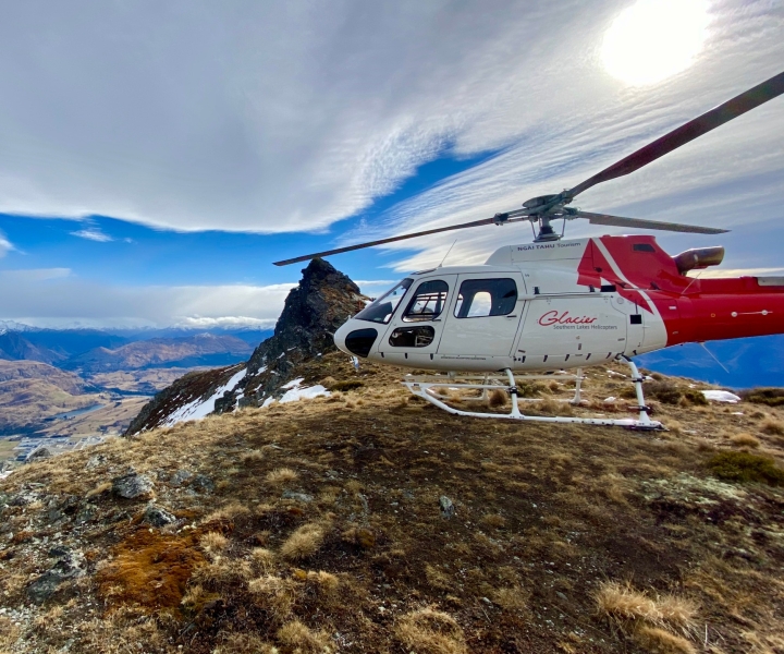 Panoramic View Helicopter Flight with Alpine Landing