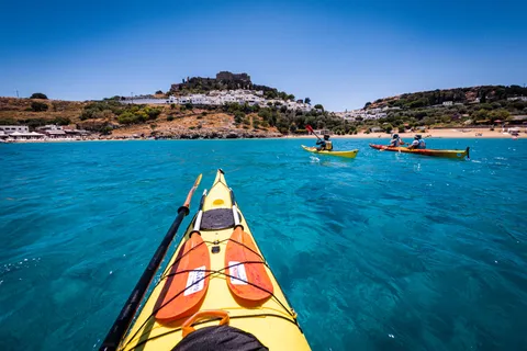 Lindos : Kayak de mer et visite de l'Acropole de Lindos avec déjeuner