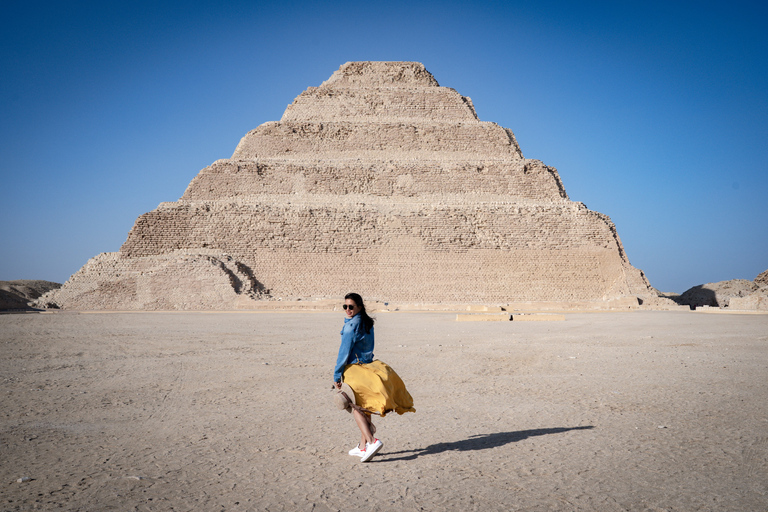 Le Caire : pyramides, Sphinx, Saqqarah, Memphis et déjeunerVisite privée avec frais d'entrée