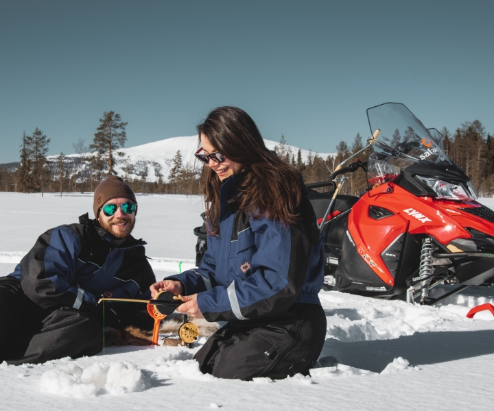 Levi: Snowmobile Safari with Ice Fishing and Outdoor Lunch