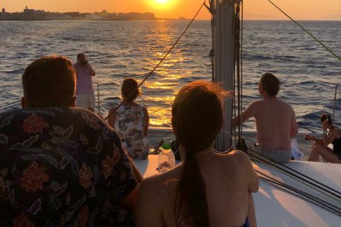 Rhodes: Sunset Catamaran Cruise with Dinner