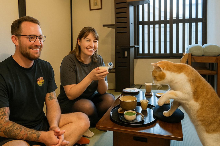 Kyoto:Ethical Cat Retreat & Matcha Whisking (Private/Shared) Shared 60 min (up to 6 guests) — Per person
