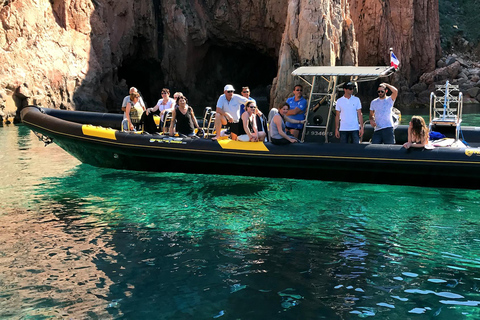 Ajaccio: Guided Scandola Nature Reserve Boat Tour From Porticcio Beach (Semi-Rigid Boat)