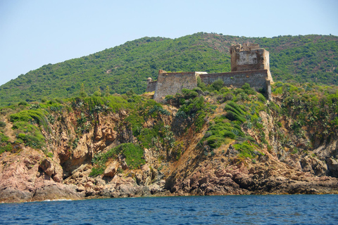 Ajaccio : Visite guidée en bateau de la réserve naturelle de ScandolaDepuis la plage de Porticcio (bateau hauturier)