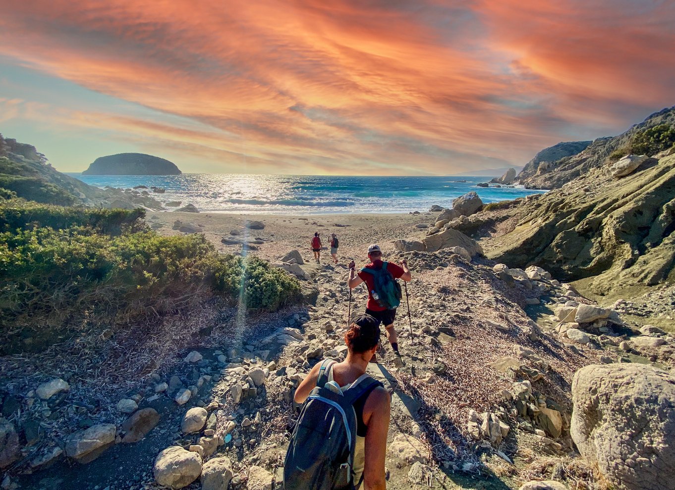 Monolithos: Lille gruppevandring og solnedgang ved Monolithos Slot