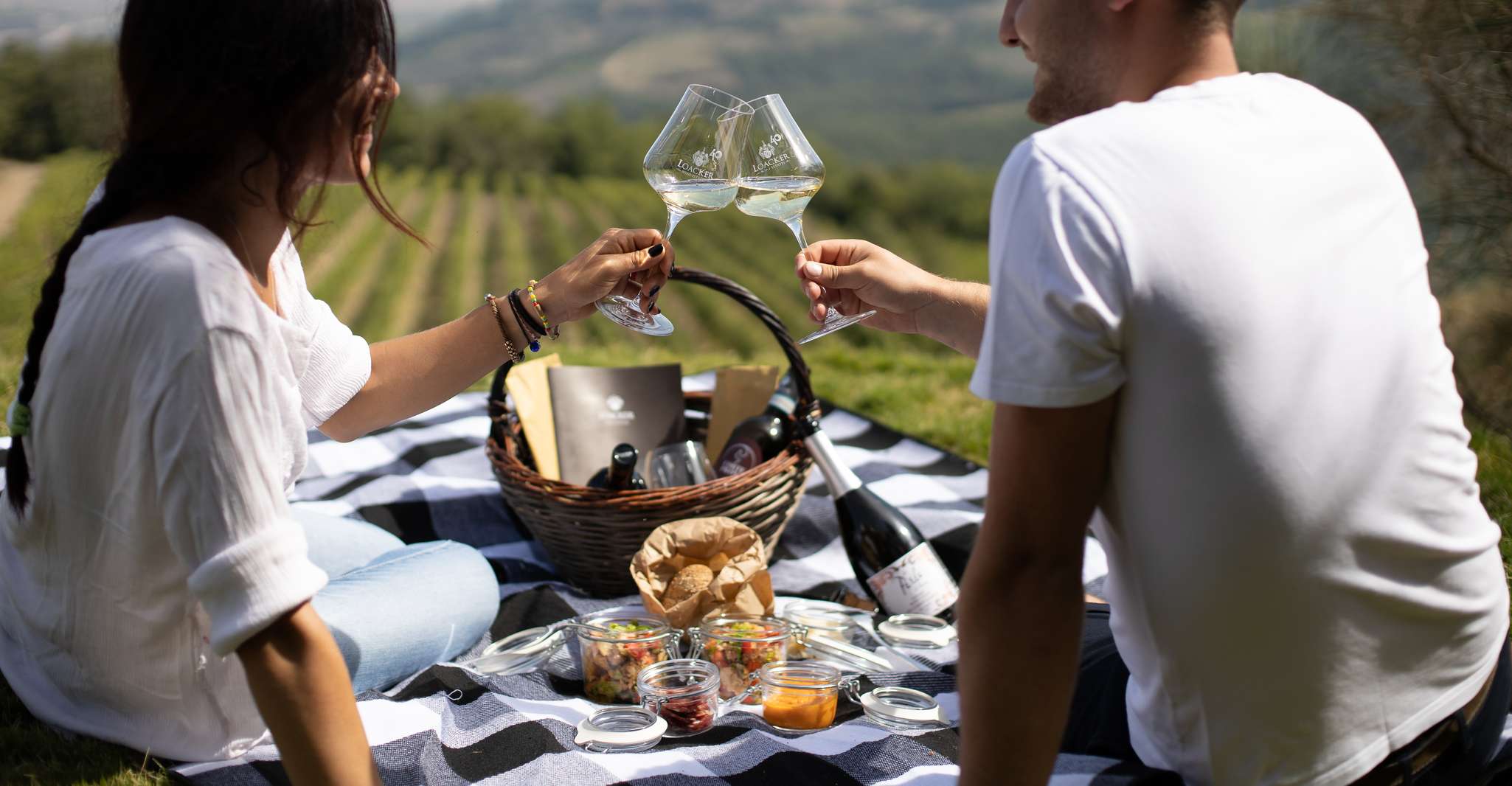 Montalcino, Vineyard Picnic with a Bottle of Wine - Hizvo