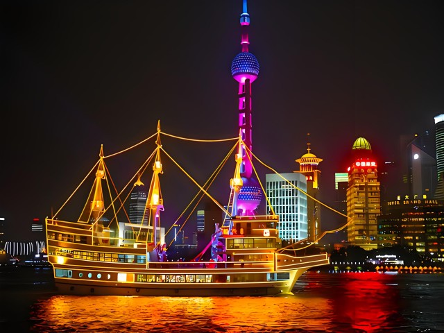 Visit Shanghai Night River Cruise VIP Seat with Authentic Dinner in Shanghai, China