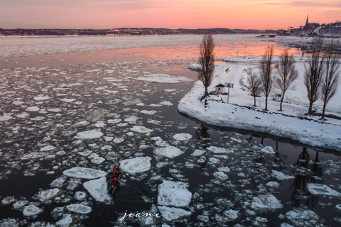 Cidade de Quebec: Canoagem no gelo com chocolate quente e sauna