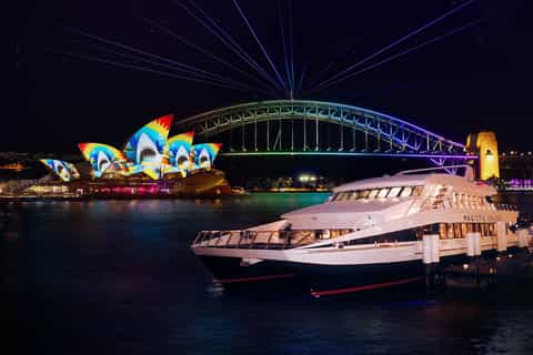 Vivid Sydney cruise near Sydney Opera House and Circular Quay