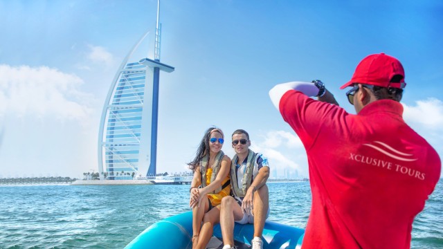 Dubai: per speedboot naar Marina, Atlantis & Burj Al Arab