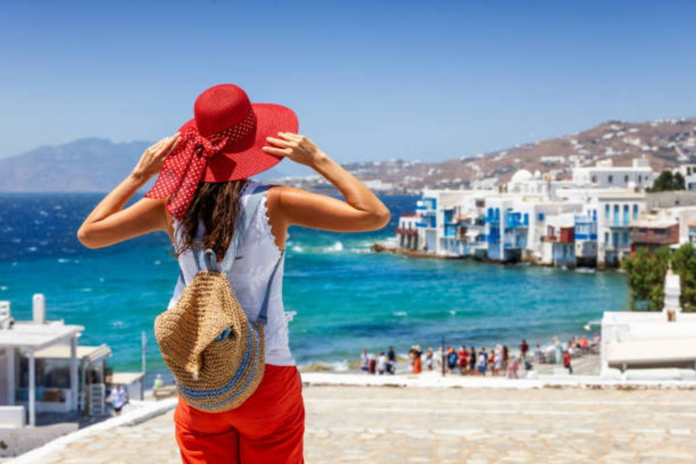 Mykonos: Sightseeing Tour mit Abholung vom TerminalTreffpunkt Mykonos Neuer Hafen