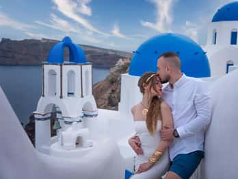 Oía: Santorini Professionell fotosession med redigerade foton