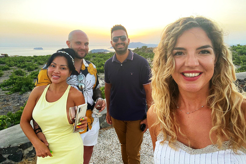 Santorini: Tour of 3 Wineries with Wine Tasting and Food Sunset Tour