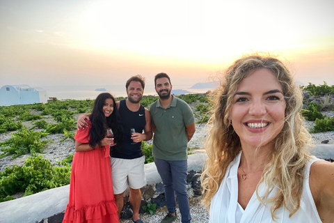 Santorini: Tour of 3 Wineries with Wine Tasting and Food Sunset Tour