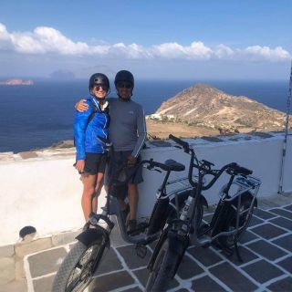 From Plaka: Milos Private E-Bike Tour with Catacombs & Lunch