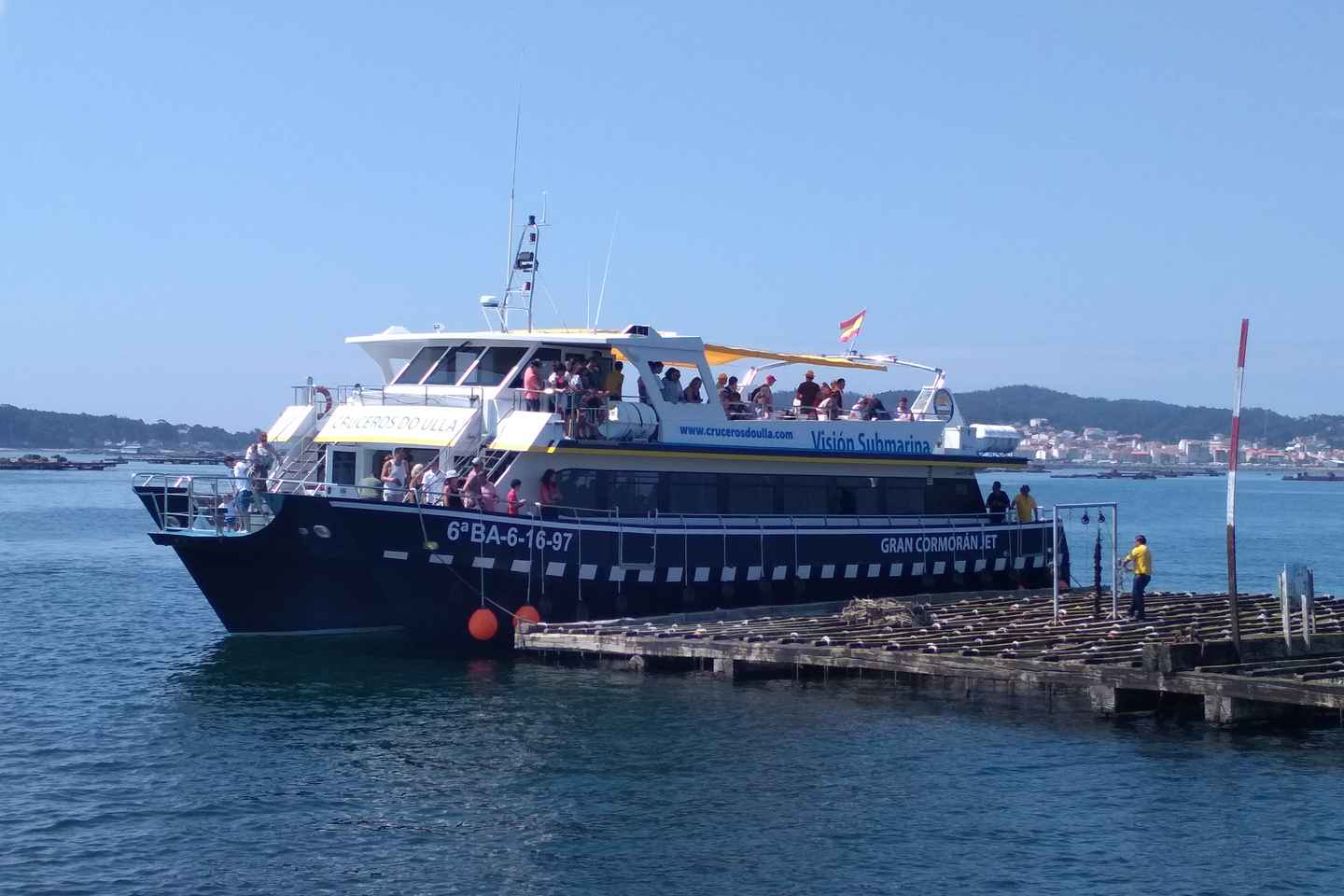 Balade en bateau à la ferme de moules Ría de Arousa