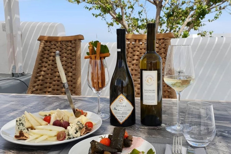 Santorini: Wycieczka po degustacji wina z 4-daniowym lunchem i 4-daniowymi winami