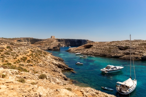 Baie de St-Paul : Gozo, Comino, lagon de cristal et grottesBaie de St-Paul : Gozo, Comino, lagon et grottes