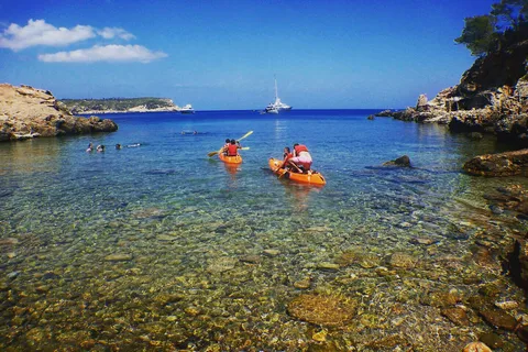 Ibiza: Guided Kayaking,caves,snorkel Tour