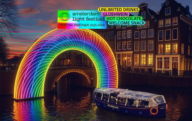 Amsterdam: Light Festival Boat with Unlimited Drinks &amp; Snack