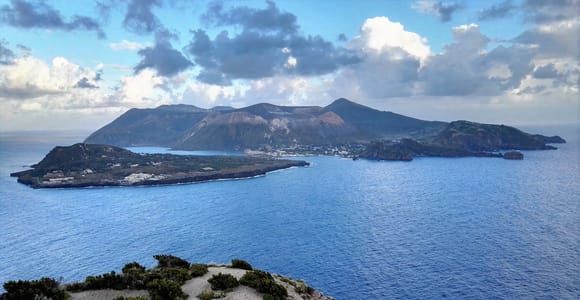 From Tropea: Vulcano, Lipari and Stromboli by day