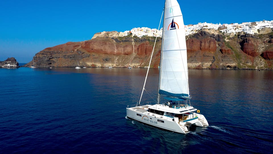 santorini luxury small group catamaran