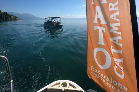 Ohrid: Golden Hour Catamaran Cruise with Drinks & Wi-Fi