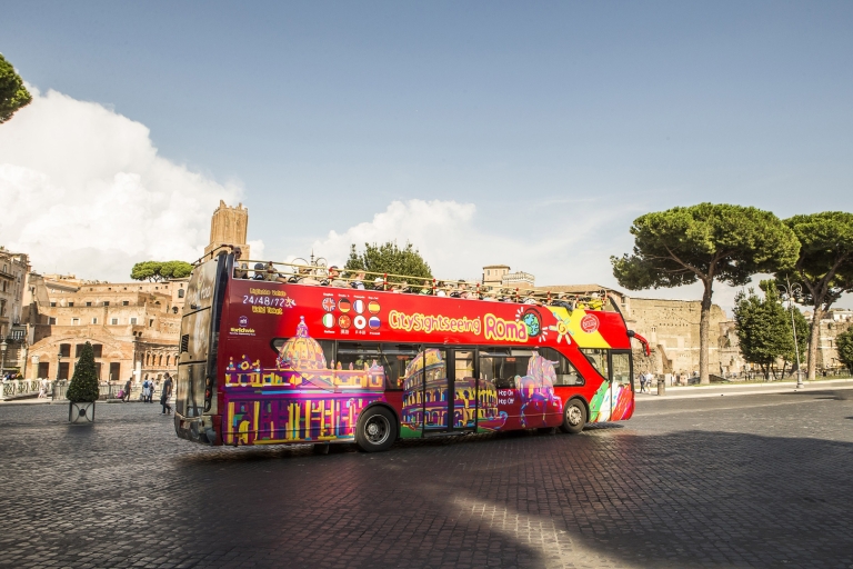 Rzym: autobus Hop-On Hop-Off i Muzea Watykańskie z przewodnikiem24-godzinny otwarty autobus + wycieczka z przewodnikiem po Watykanie 11:45 po hiszpańsku