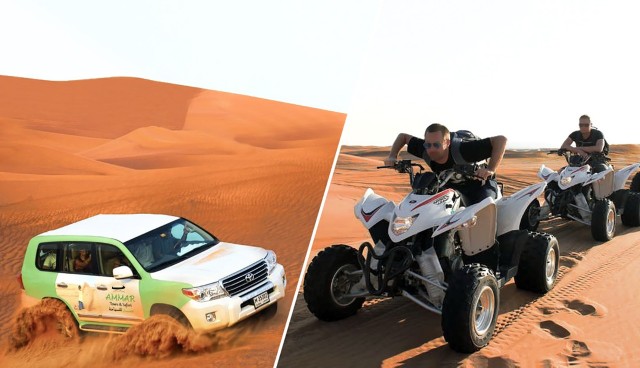 Visit Dubai Desert Safari, Quad Bike, Camel Ride and Sandboarding in Dubaï
