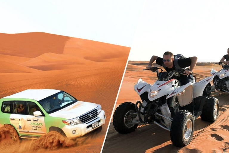 Dubai: Desert Safari, Quad Bike, Camel Ride and Sandboarding Shared Tour with 35-Minute Self-Drive Quad Bike Ride