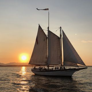 Seattle: crociera nel porto al tramonto in barca a vela alta