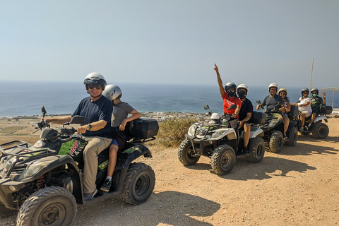 Santorin : excursion en quad en VTT avec déjeuner de fruits de mer2 personnes sur 1 VTT