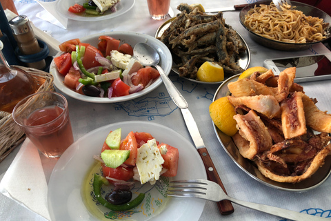 Santorini: tour en cuatrimoto con almuerzo de mariscos2 personas en 1 vehículo todo terreno