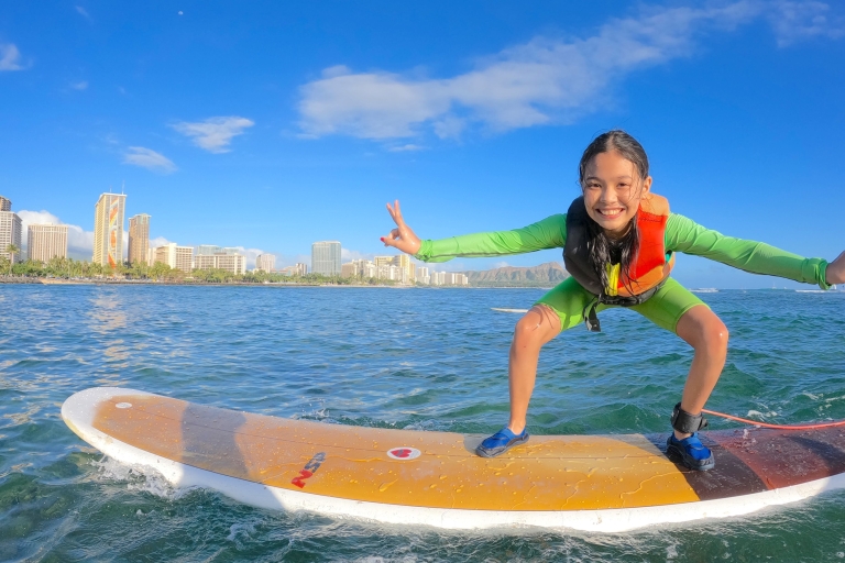 Oahu: Lección de surf para niños en la playa de Waikiki