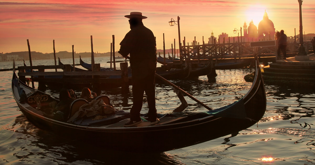 Grand Canal With Gondolas at Sunset Venezia Leather 