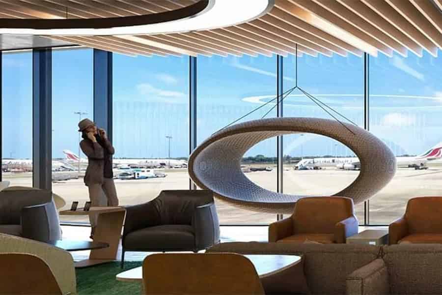 São Paulo (GRU) Flughafen: Plaza Premium Lounge Eingang. Foto: GetYourGuide